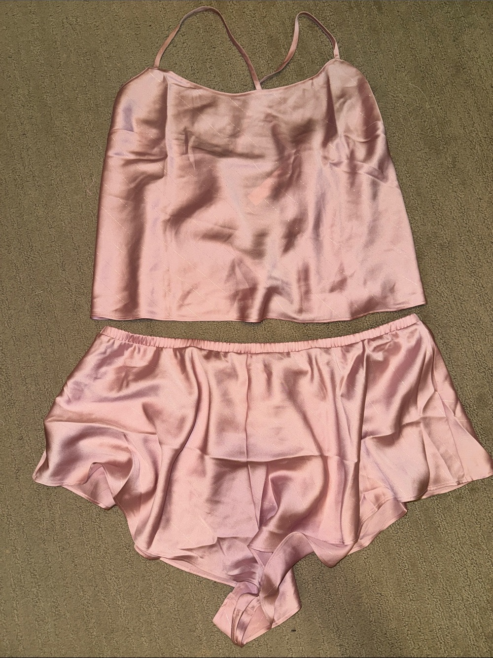 🆕 Sexy Victoria's Secret Blush Satin Open Back Cami & Shorts Sleep Set XL NWT🔥🔥🩷